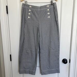 Talbots Women’s Nautical Striped High Waist Wide-Leg Deck Pants Blue/White 8